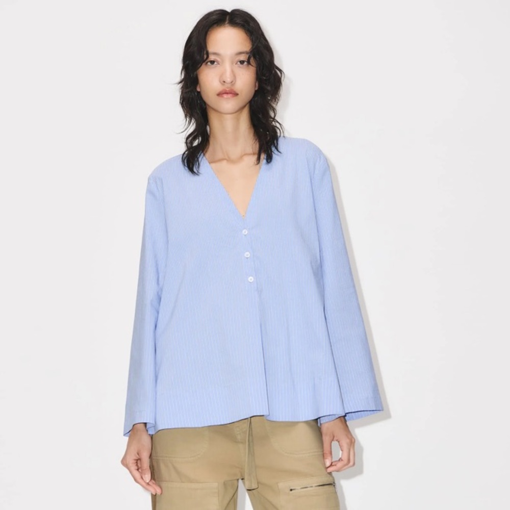 Zara Blue V-Neck Blouse